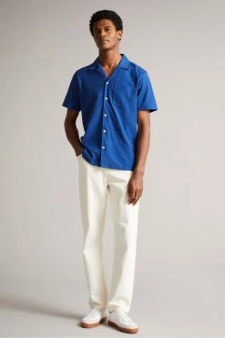 Ted Baker Chatley Blue Short Sleeve Jersey Pique Shirt -tedbaker Shop Online unnamed file 1832