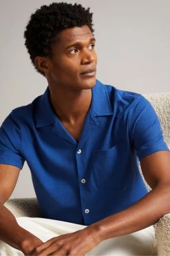Ted Baker Chatley Blue Short Sleeve Jersey Pique Shirt -tedbaker Shop Online unnamed file 1833