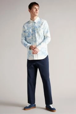 Ted Baker Liburty White Long Sleeve Printed Denim Shirt -tedbaker Shop Online unnamed file 1850