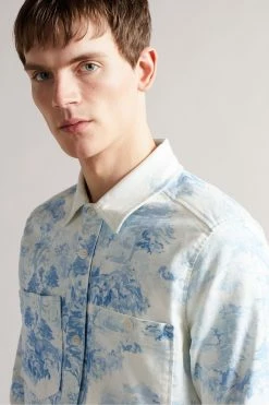 Ted Baker Liburty White Long Sleeve Printed Denim Shirt -tedbaker Shop Online unnamed file 1851