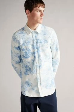 Ted Baker Liburty White Long Sleeve Printed Denim Shirt -tedbaker Shop Online unnamed file 1853