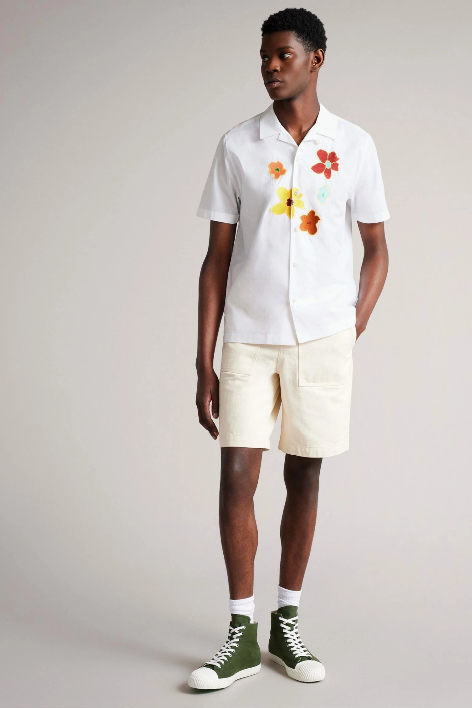 Ted Baker White Walmond Revere Floral Applique Shirt 4 Ted Baker White Walmond Revere Floral Applique Shirt - Image 2