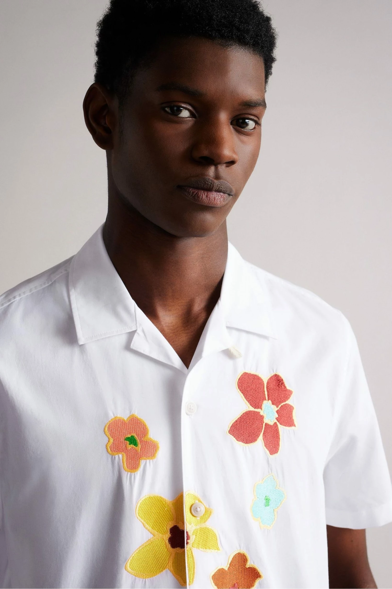 Ted Baker White Walmond Revere Floral Applique Shirt 6 Ted Baker White Walmond Revere Floral Applique Shirt - Image 4