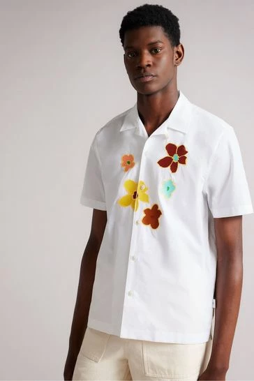 Ted Baker White Walmond Revere Floral Applique Shirt 8 Ted Baker White Walmond Revere Floral Applique Shirt - Image 6
