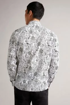 Ted Baker White Upland Long Sleeve All Over Character Print Shirt -tedbaker Shop Online unnamed file 1887