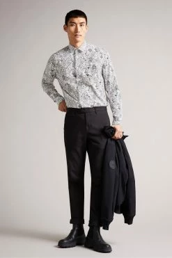 Ted Baker White Upland Long Sleeve All Over Character Print Shirt -tedbaker Shop Online unnamed file 1888
