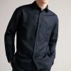 Ted Baker Belvue Blue Long Sleeved Heavy Linen Blend Shirt -tedbaker Shop Online unnamed file 1892