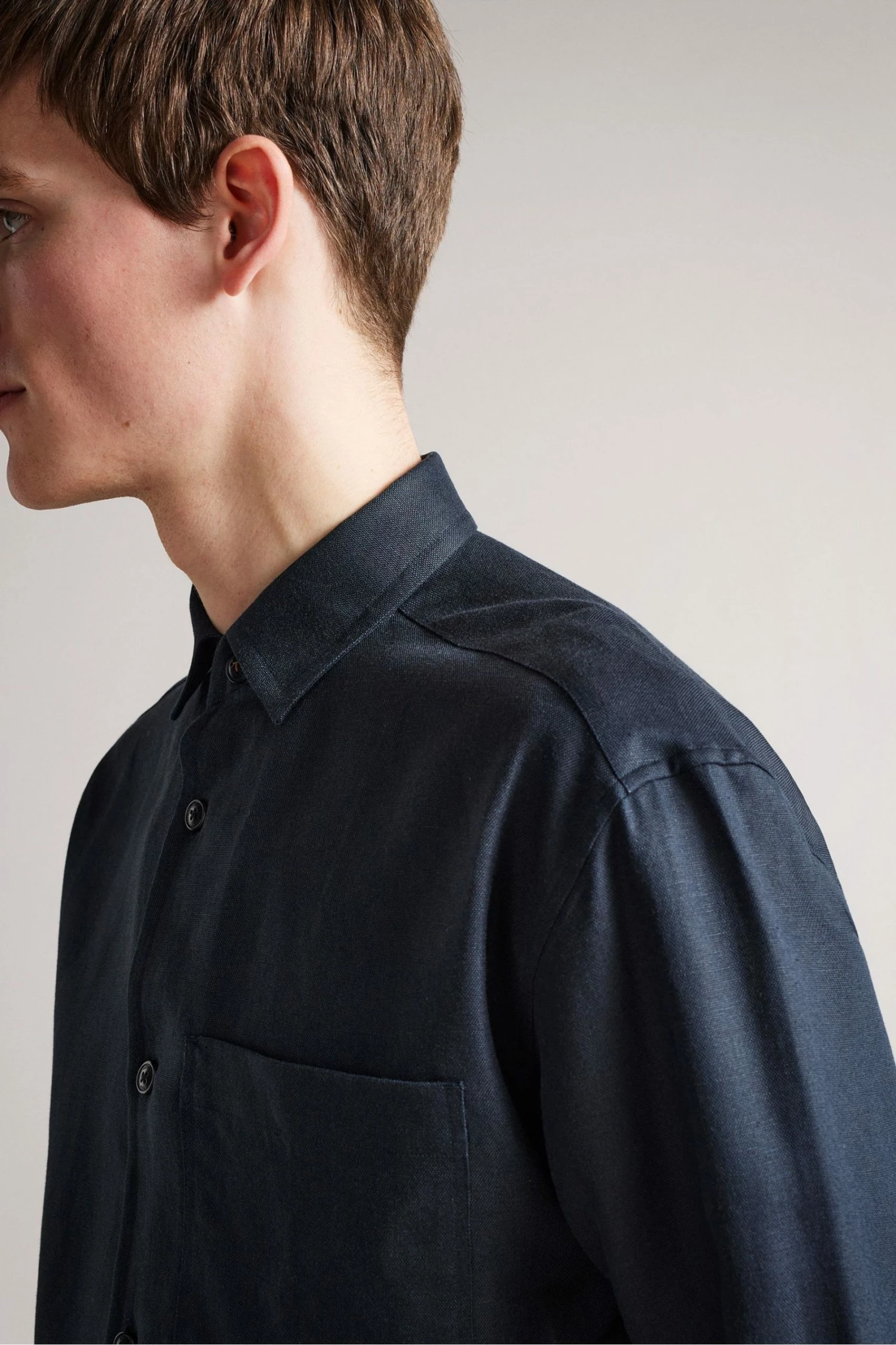 Ted Baker Belvue Blue Long Sleeved Heavy Linen Blend Shirt 6 Ted Baker Belvue Blue Long Sleeved Heavy Linen Blend Shirt - Image 4