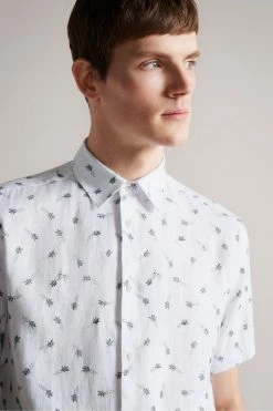 Ted Baker Charon White Short Sleeve Carrot Print Shirt -tedbaker Shop Online unnamed file 1925