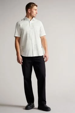Ted Baker Ardenn White Short Sleeve Reverse Printed Character Shirt -tedbaker Shop Online unnamed file 1930