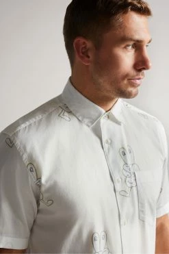 Ted Baker Ardenn White Short Sleeve Reverse Printed Character Shirt -tedbaker Shop Online unnamed file 1931