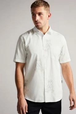 Ted Baker Ardenn White Short Sleeve Reverse Printed Character Shirt -tedbaker Shop Online unnamed file 1933