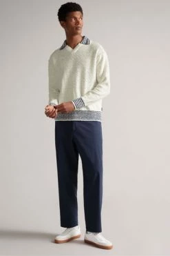 Ted Baker Cream Burlee Long Sleeve Open Striped Collar Crew Shirt -tedbaker Shop Online unnamed file 1945