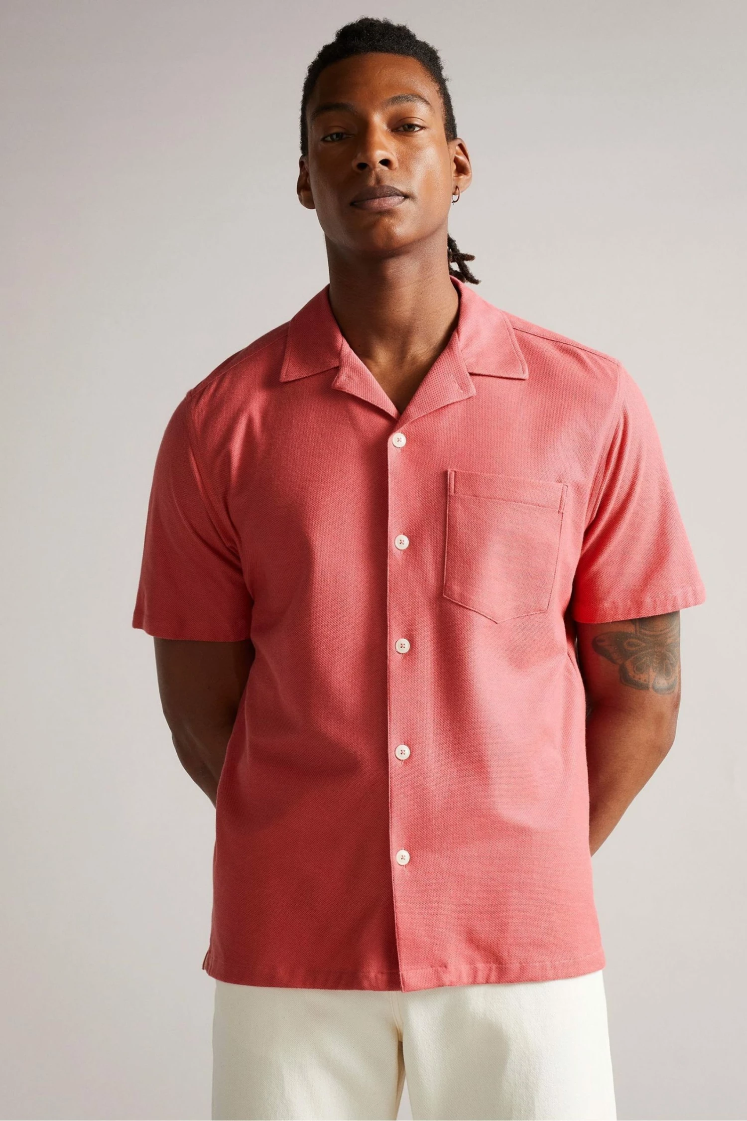 Ted Baker Chatley Pink Ss Jersey Piqué Shirt 3 Ted Baker Chatley Pink Ss Jersey Piqué Shirt