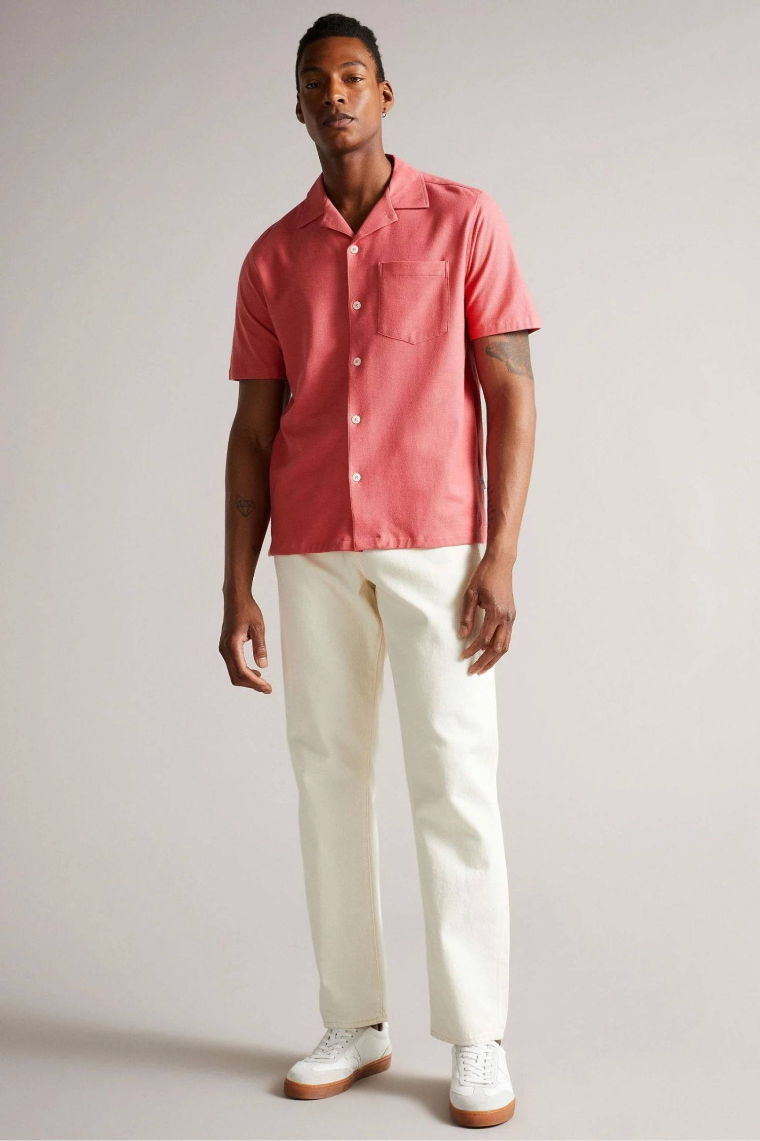 Ted Baker Chatley Pink Ss Jersey Piqué Shirt 4 Ted Baker Chatley Pink Ss Jersey Piqué Shirt - Image 2