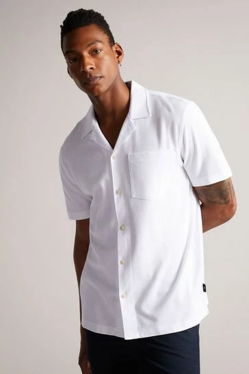 Ted Baker Chatley White Short Sleeve Jersey Pique Shirt 7 Ted Baker Chatley White Short Sleeve Jersey Pique Shirt - Image 6