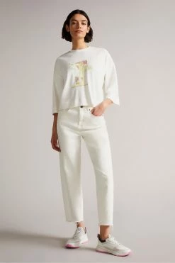 Ted Baker White Medeia Cropped Tee -tedbaker Shop Online unnamed file 1980