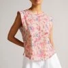 Ted Baker Kashaa Pink Shoulder Pad Linen T-Shirt -tedbaker Shop Online unnamed file 1984