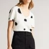 Ted Baker Zariiah White Spot Linen V Neck T-Shirt -tedbaker Shop Online unnamed file 2052