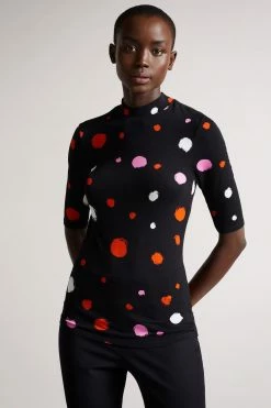 Ted Baker Lilyz Black High Neck Fitted T-Shirt