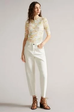 Ted Baker Alllaba Yellow Rouched Mesh T-Shirt -tedbaker Shop Online unnamed file 2070