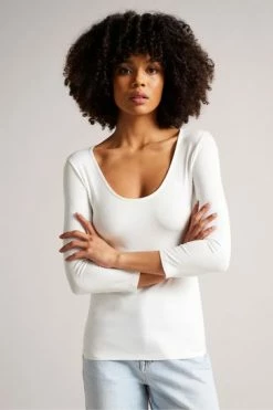 Ted Baker Carsha White Fitted Scoop Neck Top -tedbaker Shop Online unnamed file 2101