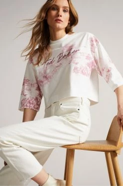Ted Baker Teresia White Cropped T-Shirt -tedbaker Shop Online unnamed file 2104