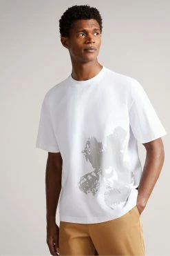 Ted Baker Polpero White Short Sleeve Heavyweight Relaxed Fit Graphic T-Shirt