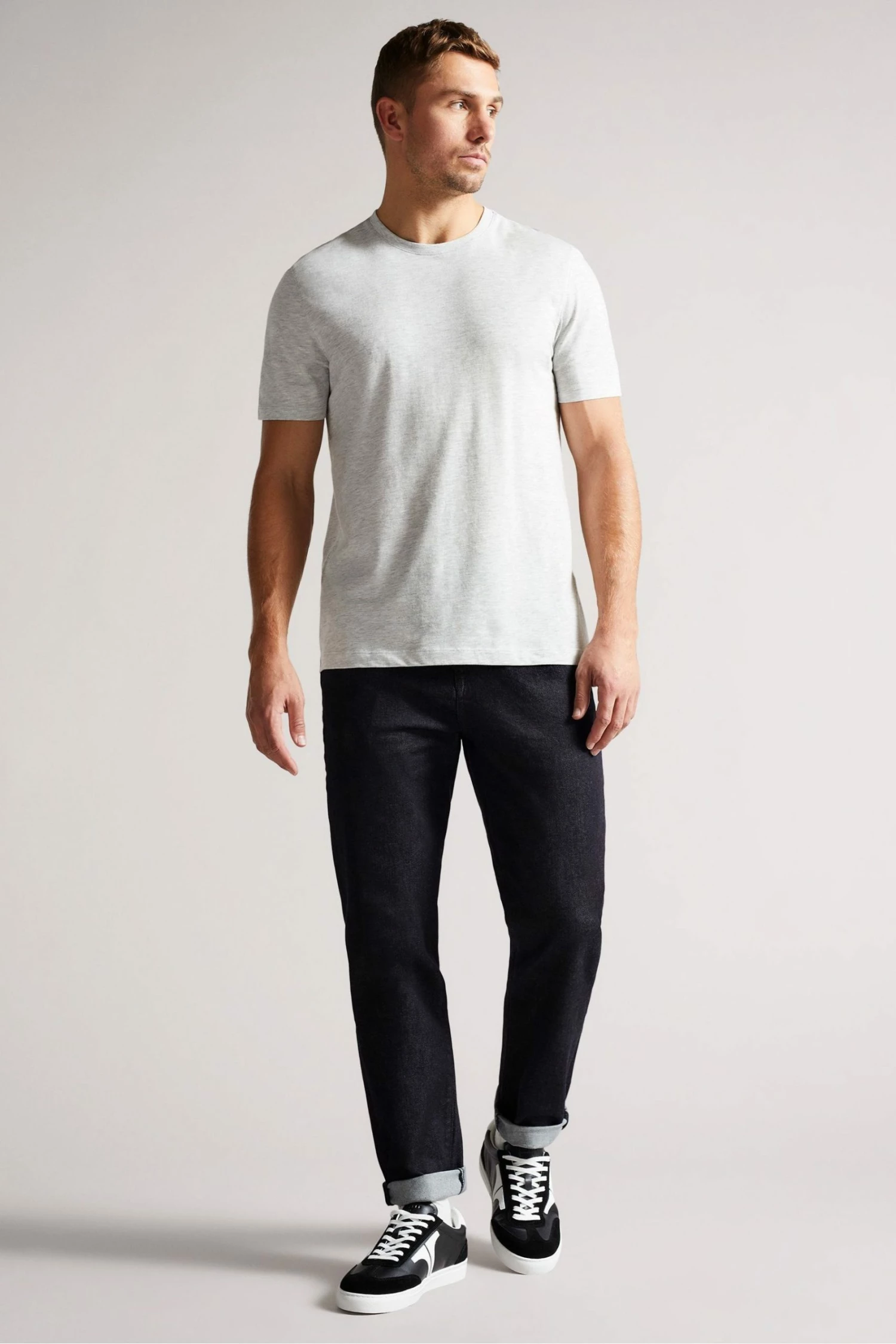 Ted Baker Hawking Grey Marl Short Sleeve Plain T-Shirt 3 Ted Baker Hawking Grey Marl Short Sleeve Plain T-Shirt