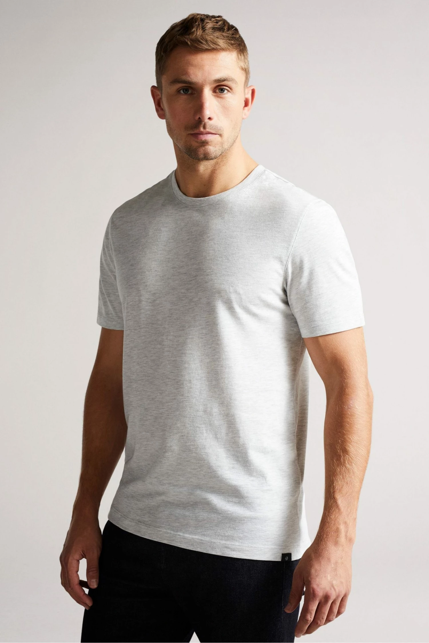 Ted Baker Hawking Grey Marl Short Sleeve Plain T-Shirt 4 Ted Baker Hawking Grey Marl Short Sleeve Plain T-Shirt - Image 2