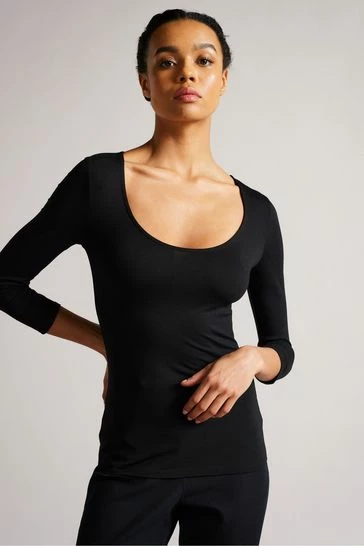 Ted Baker Carsha Black Fitted Scoop Neck Top 8 Ted Baker Carsha Black Fitted Scoop Neck Top - Image 6