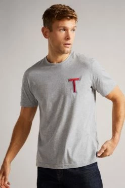 Ted Baker Grey Marl Tedford Short Sleeve Varsity 'T' T-Shirt 13 Ted Baker Grey Marl Tedford Short Sleeve Varsity 'T' T-Shirt -tedbaker Shop Online unnamed file 2315