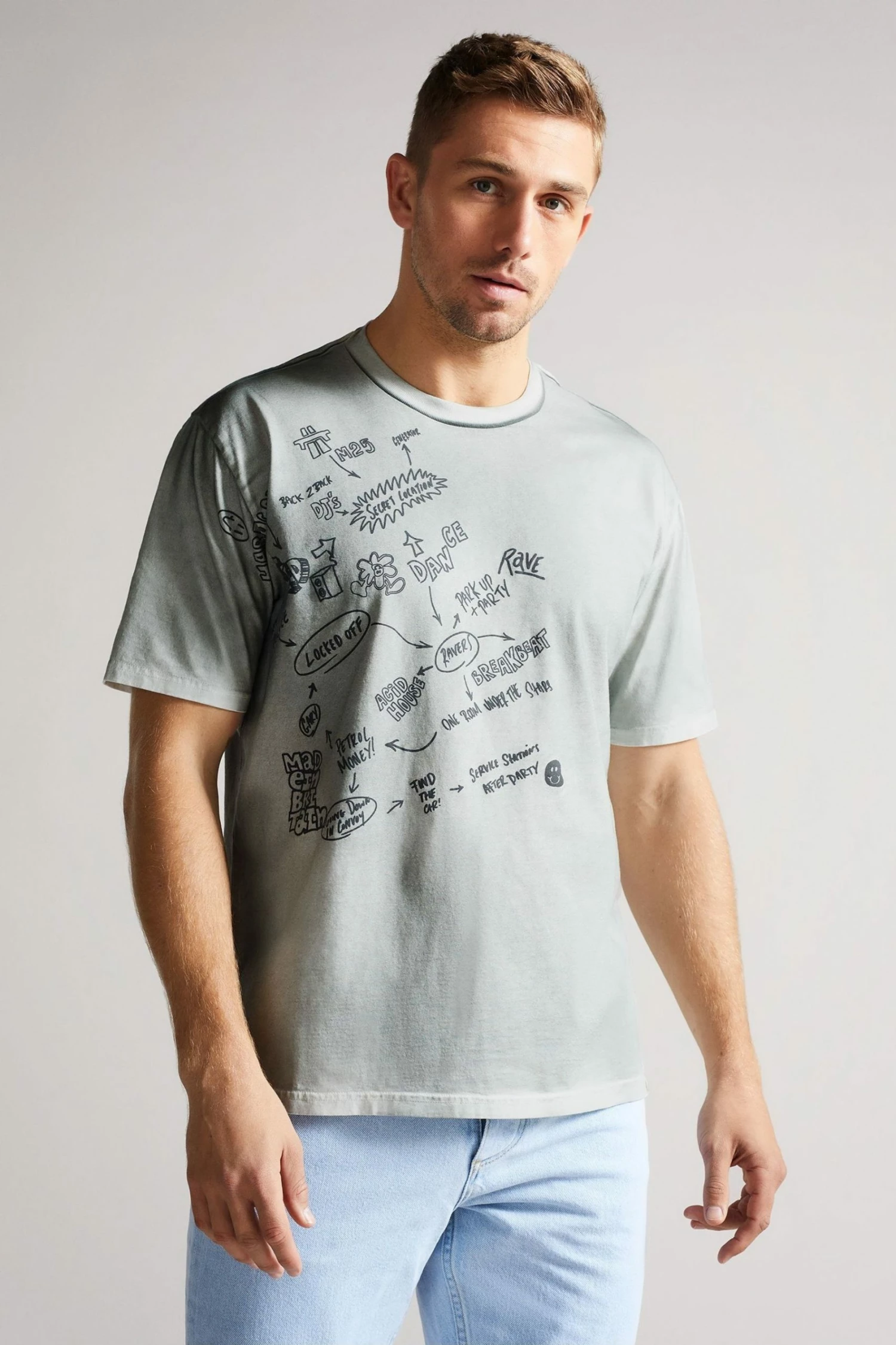 Ted Baker Nude Parbrk Mib Rave Doodle T-Shirt 3 Ted Baker Nude Parbrk Mib Rave Doodle T-Shirt