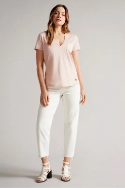 Ted Baker Pink Lovage Easy Fit V-Neck T-Shirt -tedbaker Shop Online unnamed file 2358