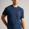 Ted Baker Navy Blue Tedford Short Sleeve Varsity 'T' T-Shirt -tedbaker Shop Online unnamed file 2439