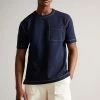 Ted Baker Artizan Navy Blue Short Sleeve Textured T-Shirt -tedbaker Shop Online unnamed file 2484