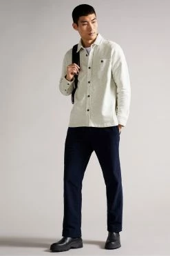 Ted Baker Ecru Bromlee Long Sleeve Heavyweight Jersey Overshirt -tedbaker Shop Online unnamed file 2565