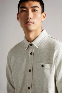 Ted Baker Ecru Bromlee Long Sleeve Heavyweight Jersey Overshirt -tedbaker Shop Online unnamed file 2566