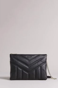 Ted Baker Black Leather Puffer Quilted Cross-Body Bag