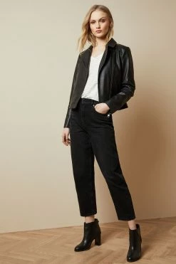 Ted Baker Black Janeal Leather Biker Jacket -tedbaker Shop Online unnamed file 2577