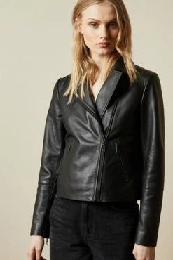 Ted Baker Black Janeal Leather Biker Jacket -tedbaker Shop Online unnamed file 2580