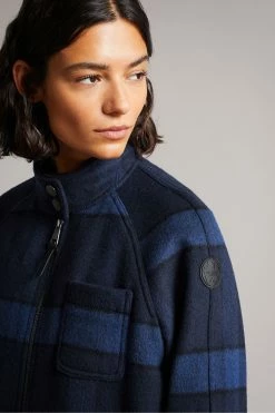 Ted Baker Leinora Blue Relaxed Fit Check Harrington Jacket -tedbaker Shop Online unnamed file 2595