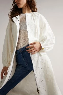 Ted Baker Xandie White Collarless Ottoman Broderie Mac Jacket 9 Ted Baker Xandie White Collarless Ottoman Broderie Mac Jacket -tedbaker Shop Online unnamed file 2606