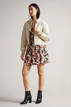Ted Baker Cream Glorie Cropped Padded Leather Bomber Jacket -tedbaker Shop Online unnamed file 2643