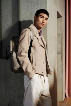 Ted Baker Grey Lowca Suede Biker Jacket