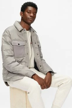 Ted Baker Mens Grey Velosty Quilted Overshirt