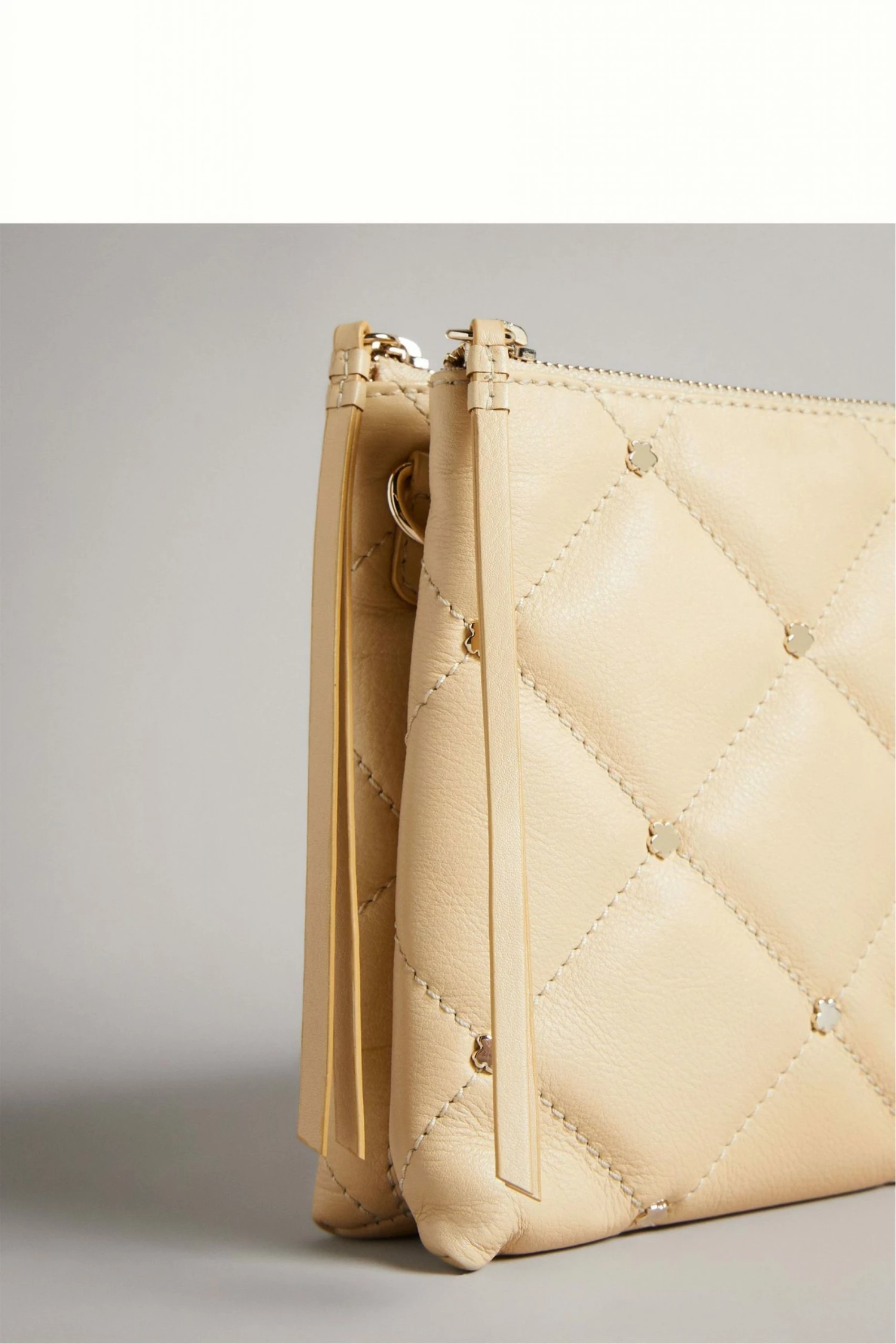 Ted Baker Natural Parrker Quilted Studded Mini Cross-Body Bag 5 Ted Baker Natural Parrker Quilted Studded Mini Cross-Body Bag - Image 3