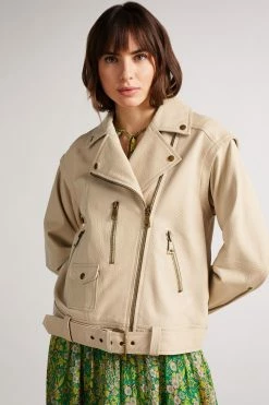 Ted Baker Valerii Ivory Oversized Biker Jacket