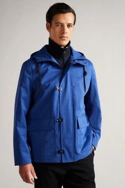 Ted Baker Litton Blue Textured Hooded Jacket