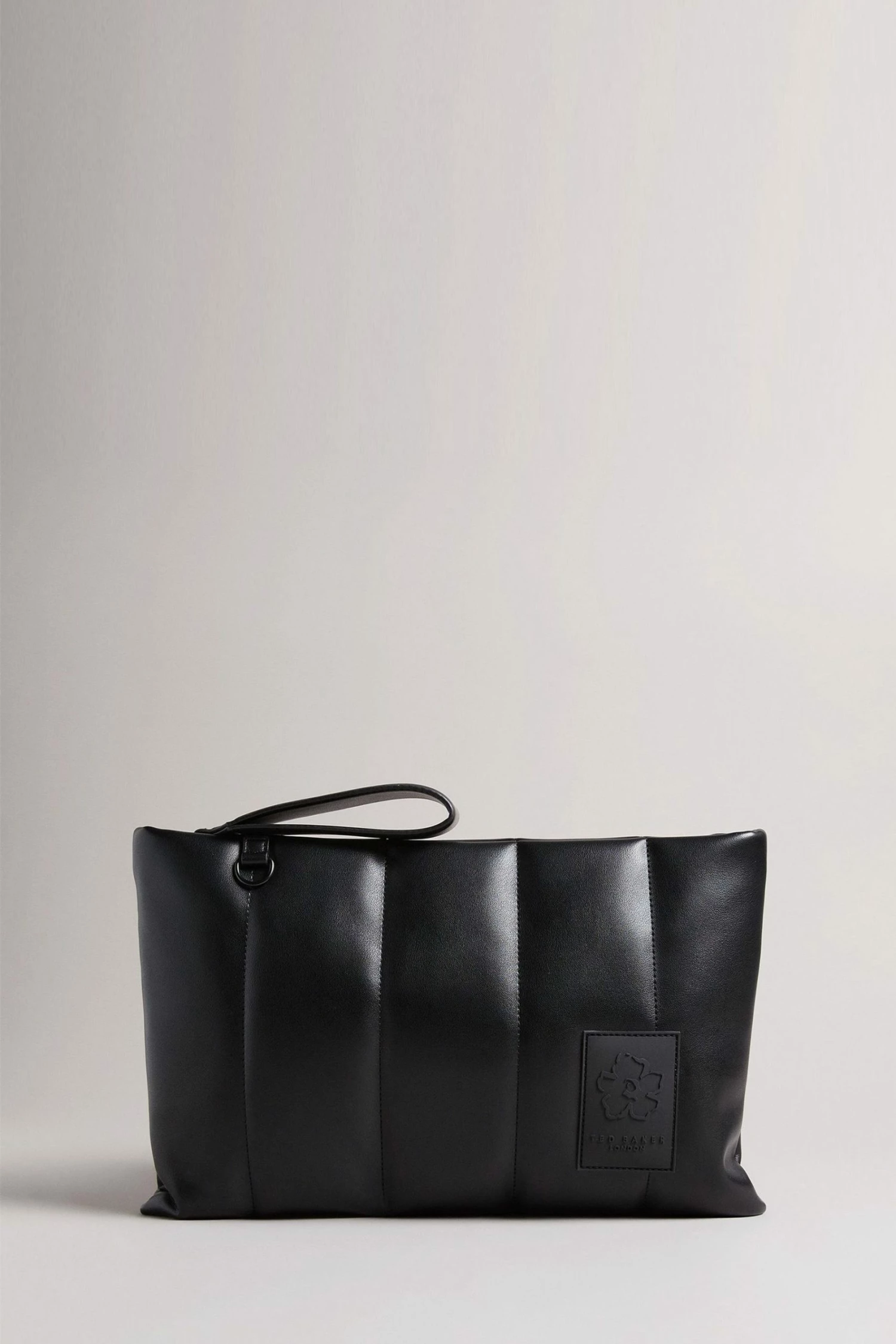 Ted Baker Black Pu Vertically Quilted Oversized Clutch Bag 3 Ted Baker Black Pu Vertically Quilted Oversized Clutch Bag